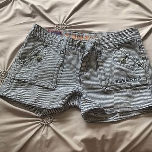Rock revival pin striped jean shorts
